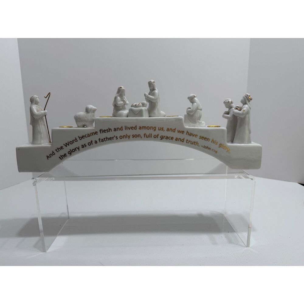 Vintage Abbey Press Advent Nativity Sandstone Holiday Candle Holder EUC